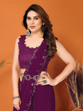 Purple Georgette Saree With Blouse Piece Purple Georgette Saree With Blouse Piece