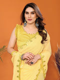 Yellow Georgette Saree With Blouse Piece Yellow Georgette Saree With Blouse Piece
