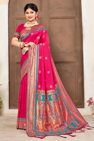 Hot Pink Paithani Saree
