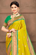 Golden Yellow Paithani Saree Golden Yellow Paithani Saree