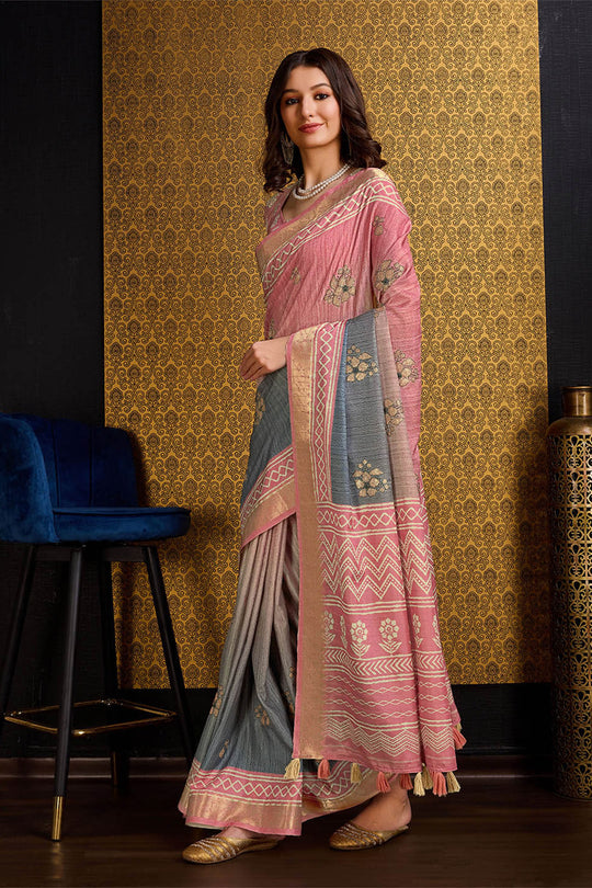 Rust Silk Saree With Blouse Piece Rust Silk Saree With Blouse Piece