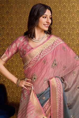 Rust Silk Saree With Blouse Piece