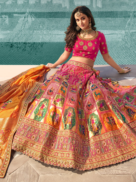 Multicolor Banarasi Silk Lehenga Multicolor Banarasi Silk Lehenga