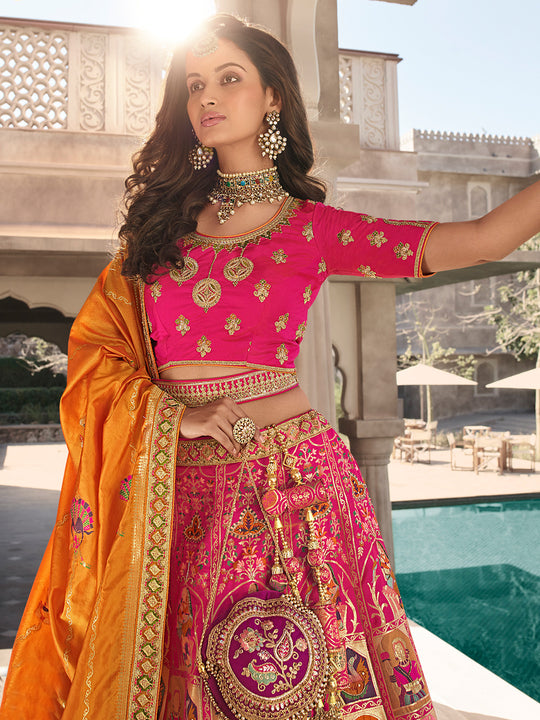 Multicolor Banarasi Silk Lehenga Multicolor Banarasi Silk Lehenga