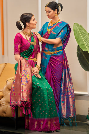 Ocean Blue Silk Saree