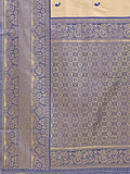 Cream & Navy Blue Banarasi Silk Saree With Blouse Piece Cream & Navy Blue Banarasi Silk Saree With Blouse Piece
