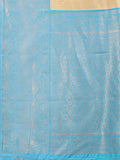 Cream & Sky Blue Banarasi Silk Saree With Blouse Piece Cream & Sky Blue Banarasi Silk Saree With Blouse Piece
