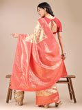 Cream & Red Banarasi Silk Saree With Blouse Piece Cream & Red Banarasi Silk Saree With Blouse Piece