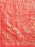 Cream & Red Banarasi Silk Saree With Blouse Piece Cream & Red Banarasi Silk Saree With Blouse Piece