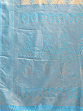 Cream & Sky Blue Banarasi Silk Saree With Blouse Piece Cream & Sky Blue Banarasi Silk Saree With Blouse Piece