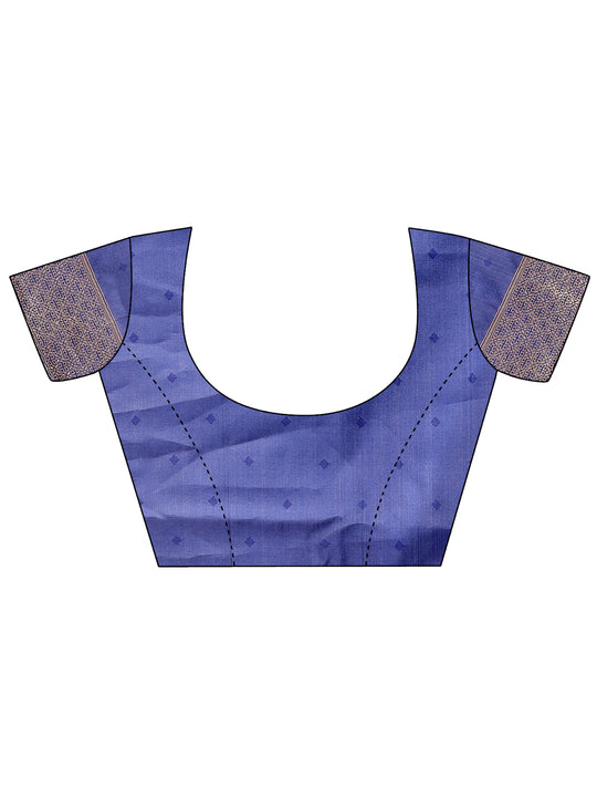 Cream & Navy Blue Banarasi Silk Saree With Blouse Piece Cream & Navy Blue Banarasi Silk Saree With Blouse Piece