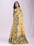 Yellow Linen Cotton Saree With Blouse Piece Yellow Linen Cotton Saree With Blouse Piece