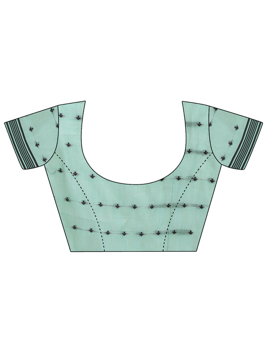 Rama Green Linen Cotton Saree With Blouse Piece Rama Green Linen Cotton Saree With Blouse Piece