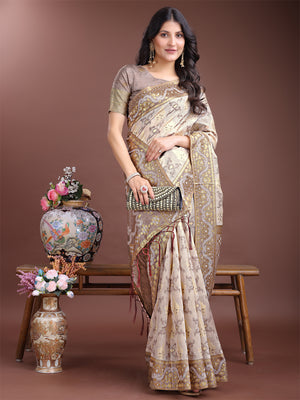 Pink Linen Cotton Saree With Blouse Piece