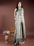 Green Linen Cotton Saree With Blouse Piece Green Linen Cotton Saree With Blouse Piece