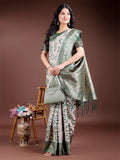 Green Linen Cotton Saree With Blouse Piece Green Linen Cotton Saree With Blouse Piece
