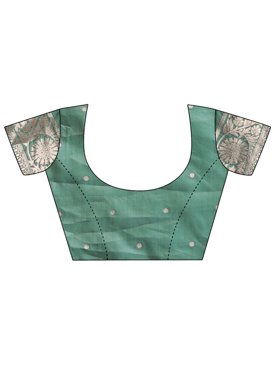 Green Linen Cotton Saree With Blouse Piece Green Linen Cotton Saree With Blouse Piece