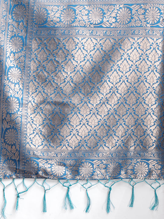 Sky Blue Linen Cotton Saree With Blouse Piece Sky Blue Linen Cotton Saree With Blouse Piece