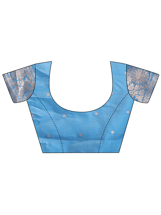 Sky Blue Linen Cotton Saree With Blouse Piece Sky Blue Linen Cotton Saree With Blouse Piece