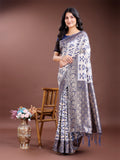Navy Blue Linen Cotton Saree With Blouse Piece Navy Blue Linen Cotton Saree With Blouse Piece
