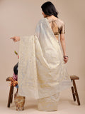 Off White Cotton Saree With Blouse Piece Off White Cotton Saree With Blouse Piece