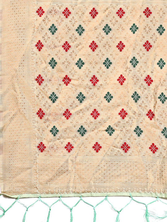 Sea Green Linen Cotton Saree With Blouse Piece Sea Green Linen Cotton Saree With Blouse Piece