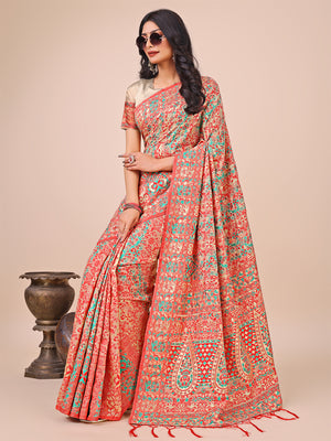 Cream Pashmina Cotton Saree With Blouse Piece