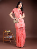 Peach Linen Cotton Saree With Blouse Piece Peach Linen Cotton Saree With Blouse Piece