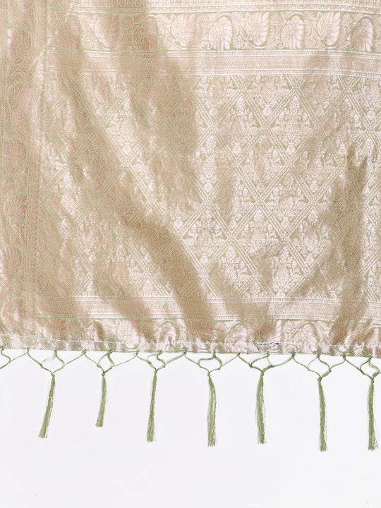 Light Green Linen Cotton Saree With Blouse Piece Light Green Linen Cotton Saree With Blouse Piece