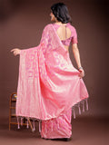 Pink Linen Cotton Saree With Blouse Piece Pink Linen Cotton Saree With Blouse Piece