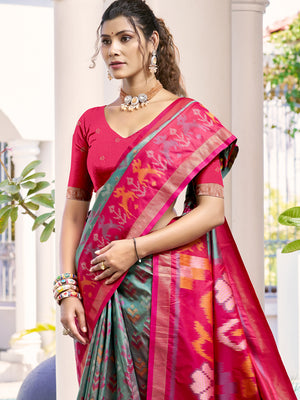Grey POORVIKA SILK VOL 1 Pochampalli Silk Saree with Blouse Piece