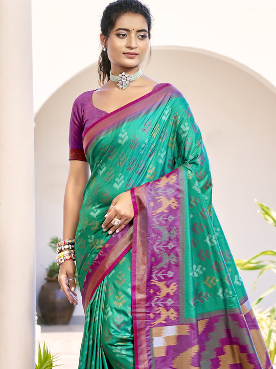 Rama Green POORVIKA SILK VOL 1 Pochampalli Silk Saree with Blouse Piece Rama Green POORVIKA SILK VOL 1 Pochampalli Silk Saree with Blouse Piece