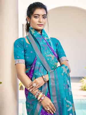 Violet POORVIKA SILK VOL 1 Pochampalli Silk Saree with Blouse Piece