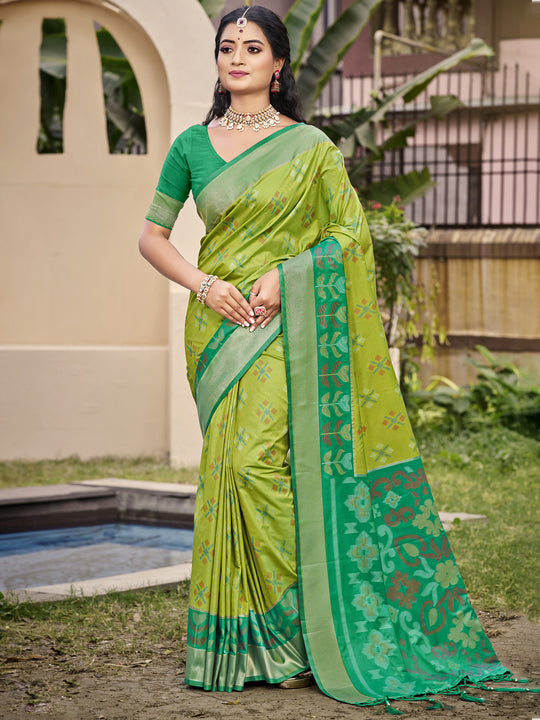 Light Green POORVIKA SILK VOL 2 Pochampalli Silk Saree with Blouse Piece Light Green POORVIKA SILK VOL 2 Pochampalli Silk Saree with Blouse Piece