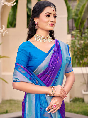 Violet POORVIKA SILK VOL 2 Pochampalli Silk Saree with Blouse Piece