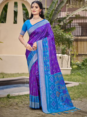 Violet POORVIKA SILK VOL 2 Pochampalli Silk Saree with Blouse Piece