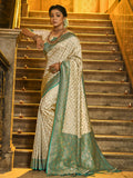 Sea Green Banarasi Silk Saree With Blouse Piece Sea Green Banarasi Silk Saree With Blouse Piece