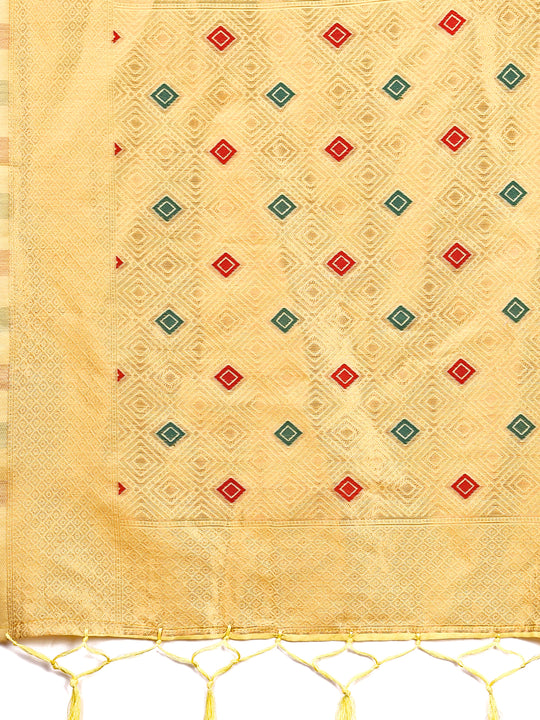 Yellow Linen Cotton Saree With Blouse Piece Yellow Linen Cotton Saree With Blouse Piece