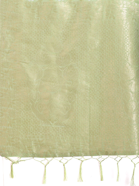 Light Green Cotton Saree With Blouse Piece Light Green Cotton Saree With Blouse Piece