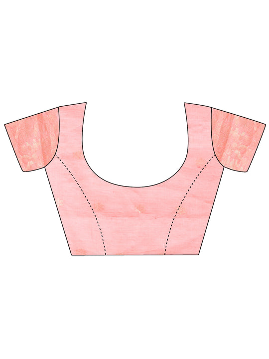 Peach Cotton Saree With Blouse Piece Peach Cotton Saree With Blouse Piece