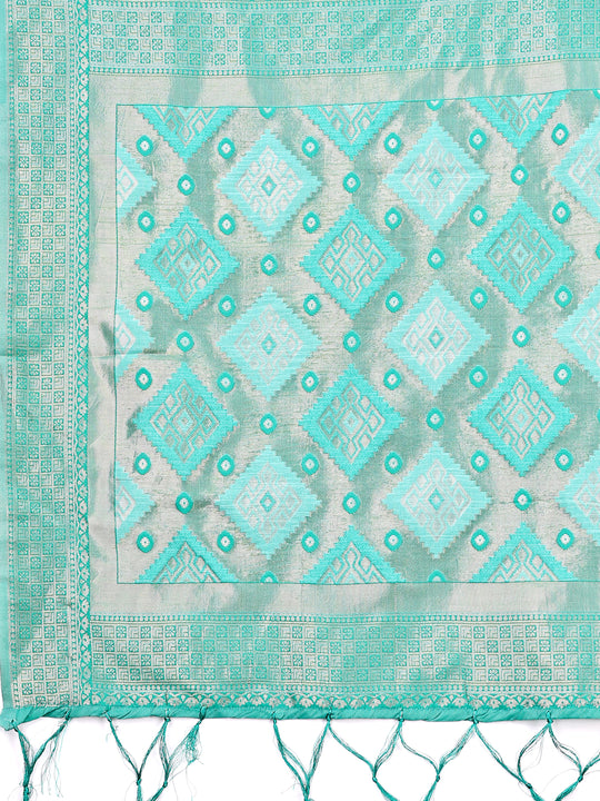 Sea Green Linen Cotton Saree With Blouse Piece Sea Green Linen Cotton Saree With Blouse Piece