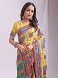 Yellow Linen Cotton Saree With Blouse Piece Yellow Linen Cotton Saree With Blouse Piece