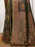 Green Satin Saree With Blouse Piece Green Satin Saree With Blouse Piece