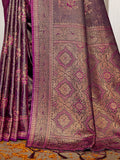 Purple Satin Saree With Blouse Piece Purple Satin Saree With Blouse Piece