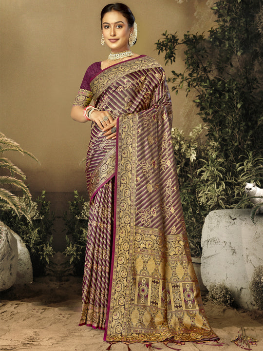 Burgundy Satin Saree With Blouse Piece Burgundy Satin Saree With Blouse Piece