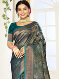 Green Satin Saree With Blouse Piece Green Satin Saree With Blouse Piece