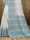 Cream Cotton Saree With Sea Green Blouse Piece Cream Cotton Saree With Sea Green Blouse Piece