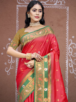 Pink Silk Saree With Blouse Piece