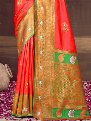 Red Silk Saree With Blouse Piece