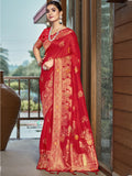 Red Silk Saree With Blouse Piece Red Silk Saree With Blouse Piece